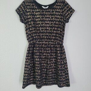 GUESS girls Black Dress with Gold Script Logo Print Size 8